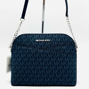 Michael Kors Medium Dome Jet Set Travel Xbody Bag Admiral Navy Blue